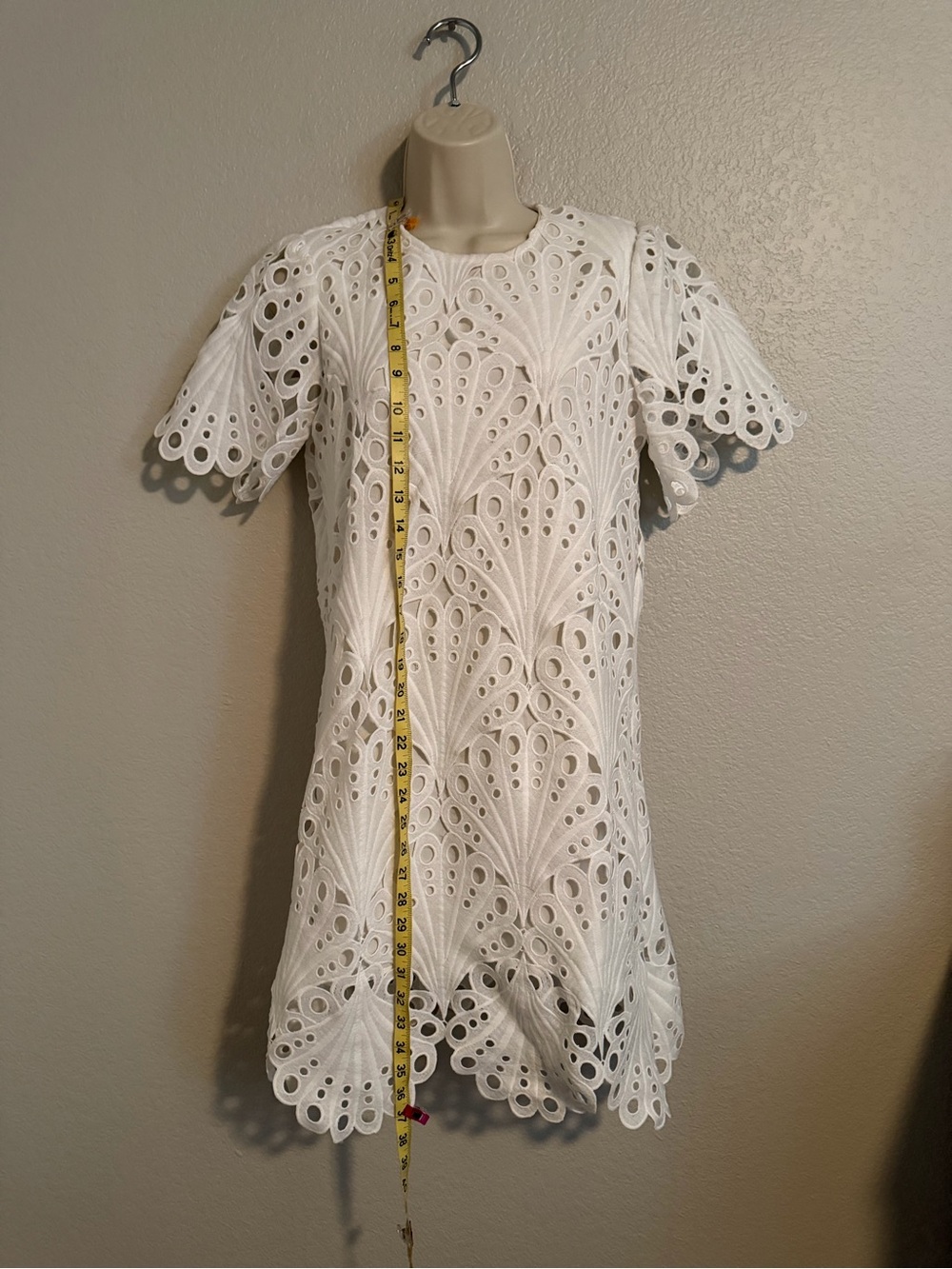 NWT White Eyelet Lace Short Sleeve Dress - Picture 6 of 10